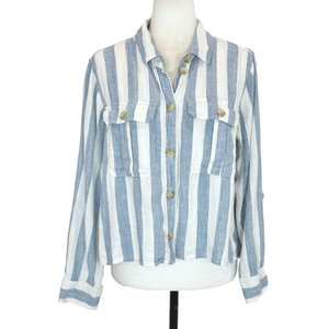 American Eagle striped linen-blend shirt